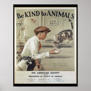 Soyez aimable avec des animaux - poster vintage