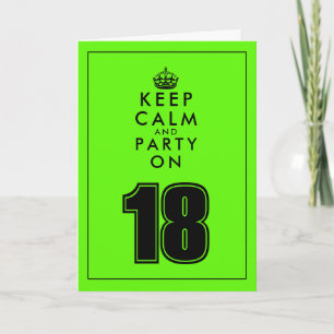 Soyez calme sur la carte verte 18e anniversaire de