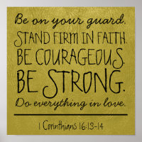 Soyez courageux et fort verset biblique Poster