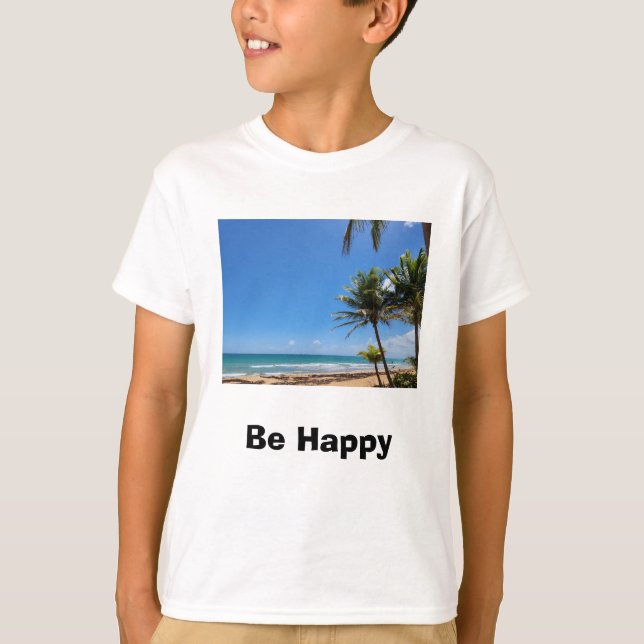 Soyez heureux T-shirt de l'île tropicale (Devant)