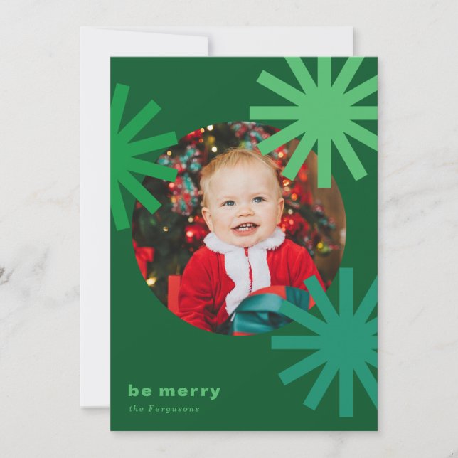 Soyez Joyeux Amusants Green Pompoms Carte de vacan (Devant)