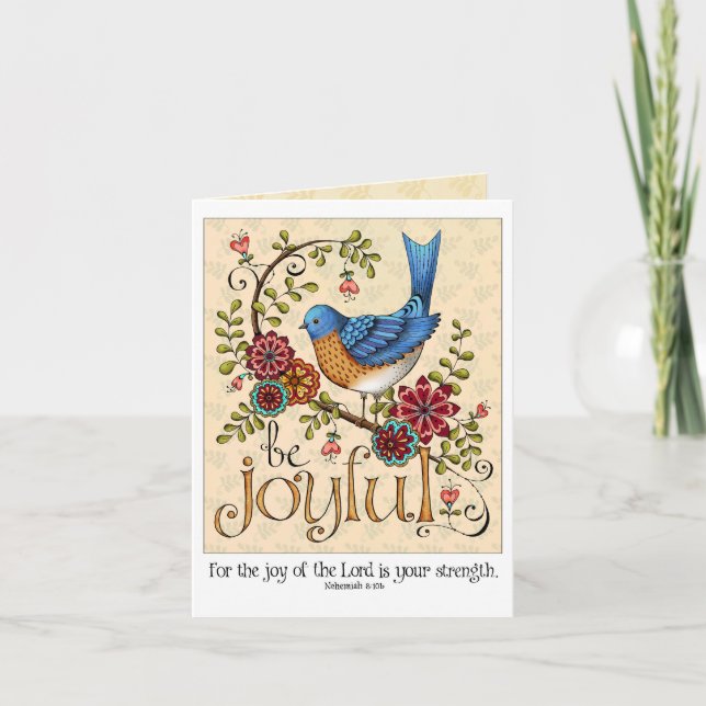 Soyez joyeux - Carte de note blanche (Devant)