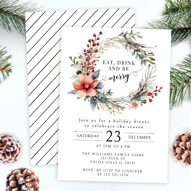 Soyez joyeux invitation de fête de couronne de Noë (Créateur téléchargé)