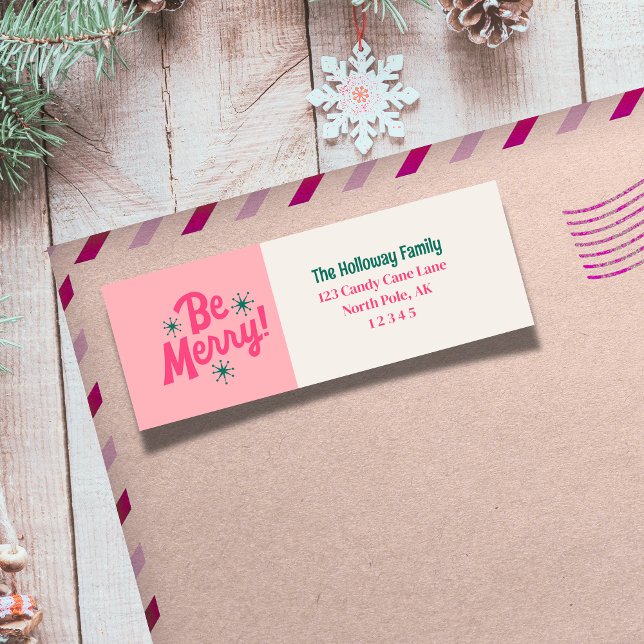 Soyez Joyeux Pink Scribble Tree photo Arborée (Send cheer with this bold and playful holiday labels!)