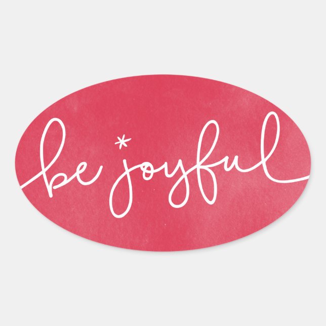 Soyez Joyeux Sticker Rond Aquarelle Rouge (Devant)