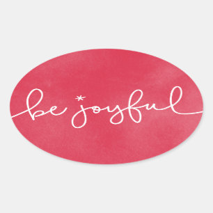 Soyez Joyeux Sticker Rond Aquarelle Rouge