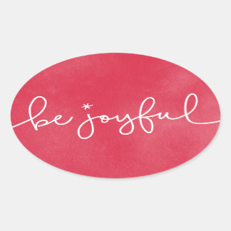 Soyez Joyeux Sticker Rond Aquarelle Rouge
