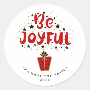 Soyez Joyful Red boîte cadeau Sticker