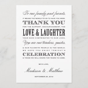 Soyez les cartes mariées de Merci de réception de