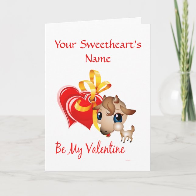Soyez ma carte de chèvre Valentine (Devant)