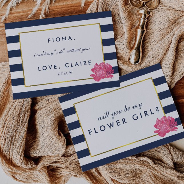 Soyez ma carte fille de fleurs | Bande de marine e (Créateur téléchargé)