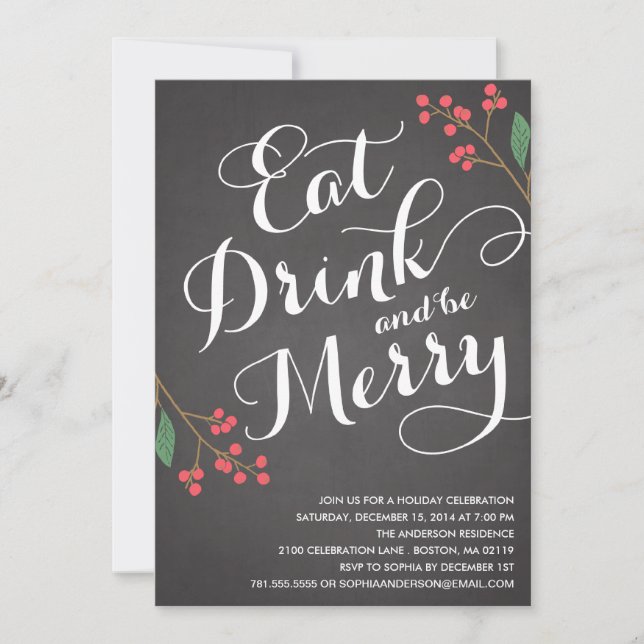 SOYEZ MERRY BERRIES | INVITATION DE FÊTE DE VACANC (Devant)