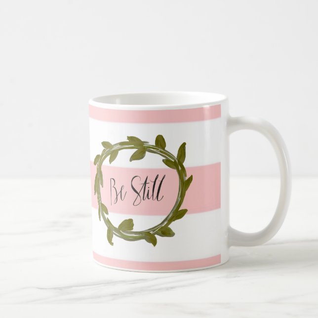 "Soyez toujours" tasse rose et blanche de rayure (Droite)