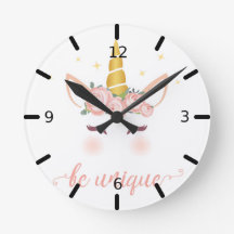 "Soyez Unique" Unicorn Horloge ronde