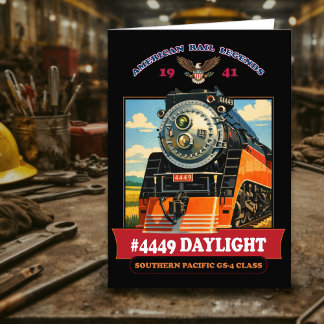 SP GS-4 Daylight Steam Locomotive Vintage Poster Thank You Card
