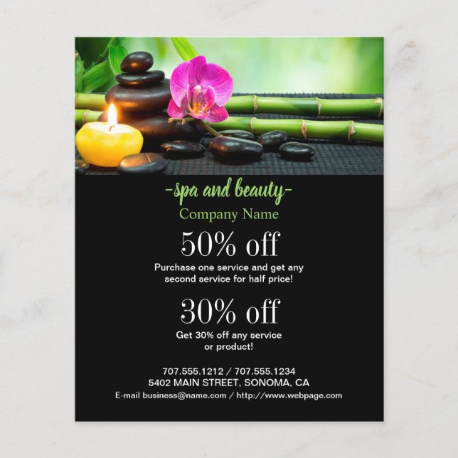Spa and beauty business personalized flyer (Front)