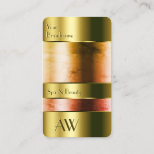 Spa and Beauty Gold and Glass Optics with Initials Business Card