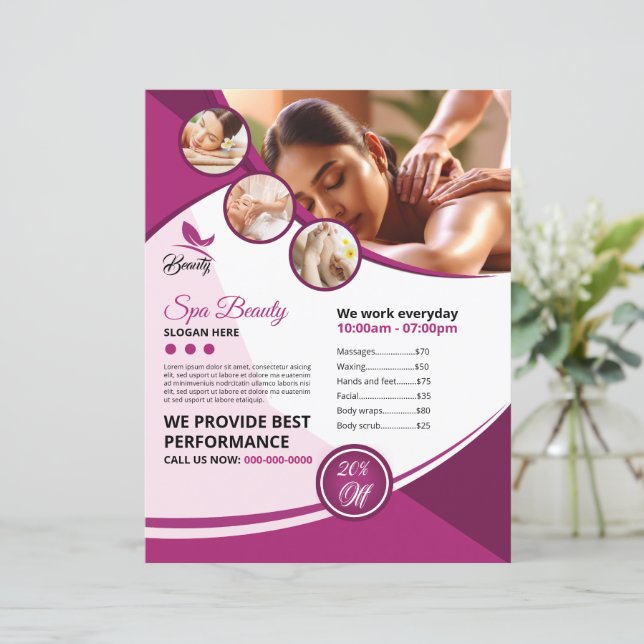 Spa and Beauty Salon Flyer Template (Standing Front)