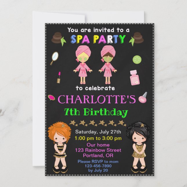 SPA anniversaire invitation Glamor vernis à ongles (Devant)