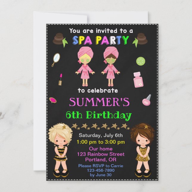 SPA anniversaire invitation maquillage manucure gl (Devant)