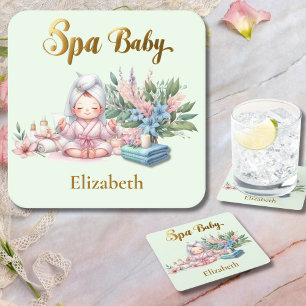 Spa Baby Shower Party Dinner ware Square Paper Coaster