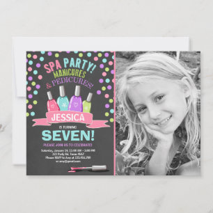 Spa birthday invitation Manicures Salon Pink Chalk