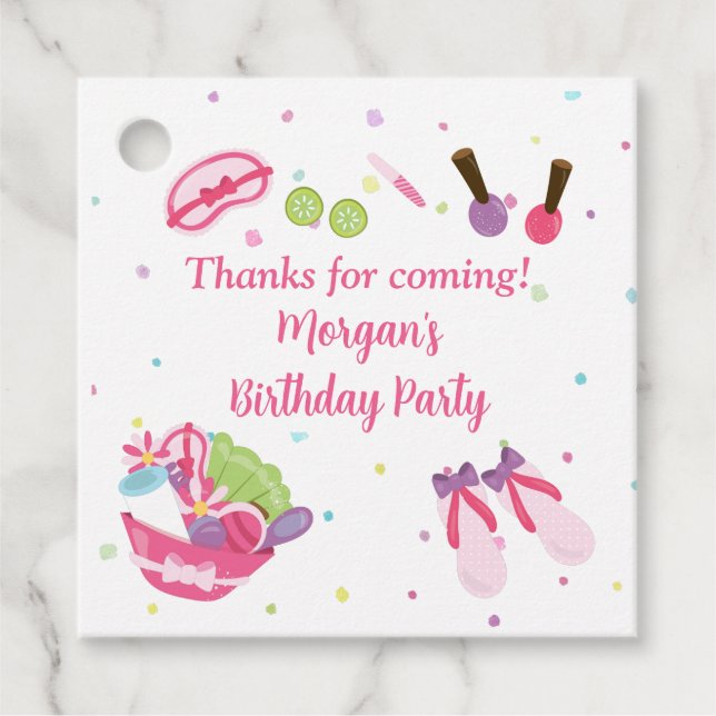 Spa Birthday Party Favours Favour Tags (Front)