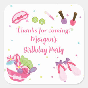 Spa Birthday Party Favours Square Sticker