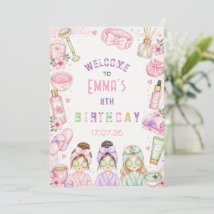 Spa Birthday Party Girl Cute Pastel Sleepover Invitation