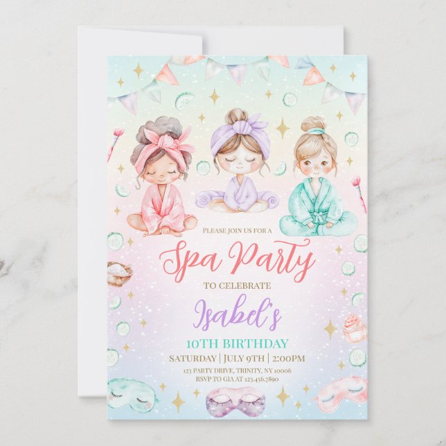  Spa Birthday Party Invitation (Front)