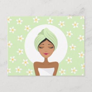 Spa birthday party invitation with plumeria