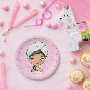 spa birthday party paper plates