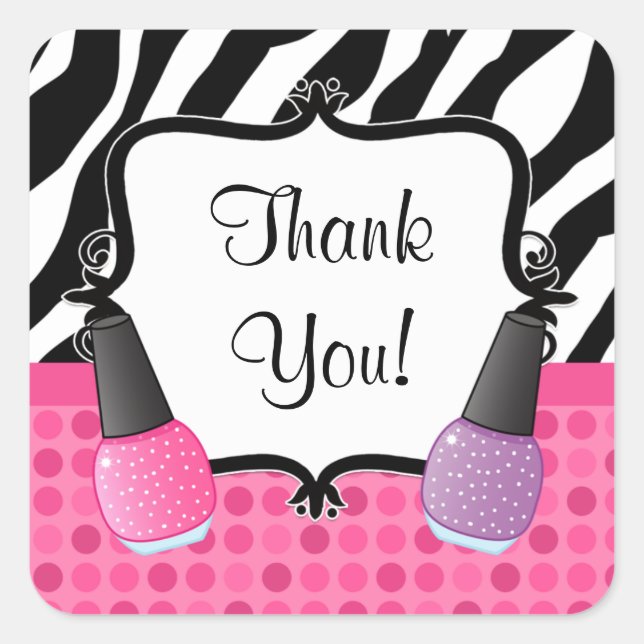 Spa Birthday Party Sticker Zebra Stripe (Front)