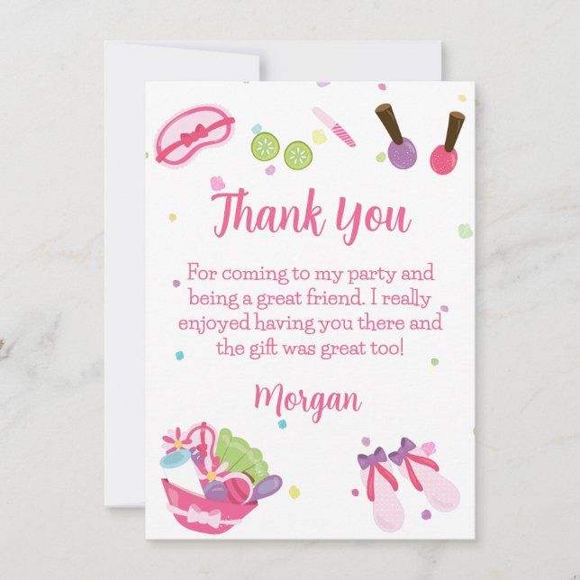 Spa Birthday Party Thank You Card (Front)