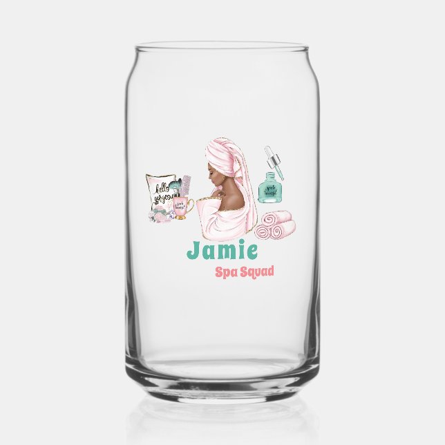 Spa Birthday Sleepover Pamper Birthday party Can Glass (Front)