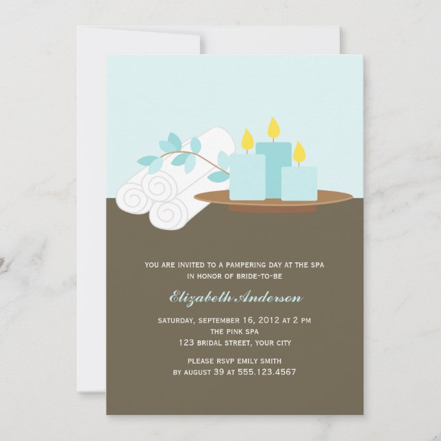 Spa Bridal Shower {aqua} Invitation (Front)
