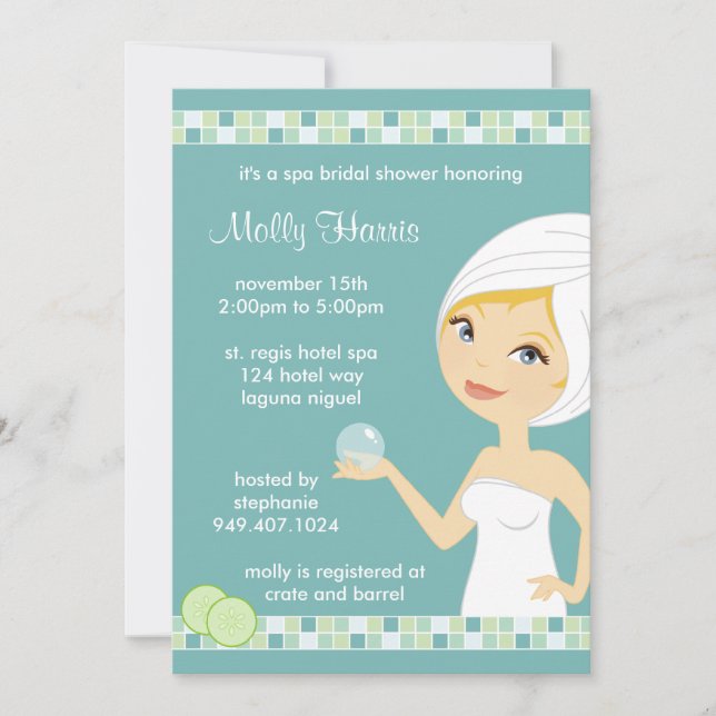 Spa Bridal Shower Party Invitation (Front)