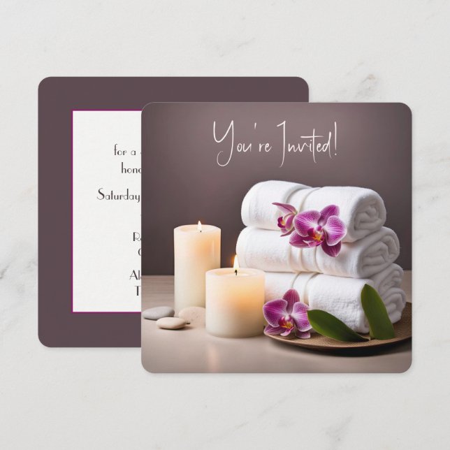 Spa Bridal Shower With Orchids Invitation (Front/Back)