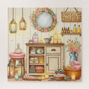 Spa Cabinet Cozy Self-Care Scene Relaxing Jigsaw Puzzle