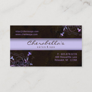 Spa - carte de visite pourpre élégant de fleur d
