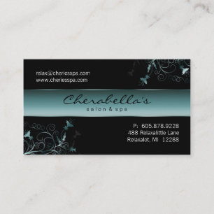 Spa - carte de visite turquoise élégant de fleur