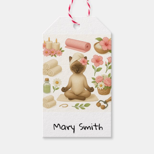 Spa Cat Birthday themed  Gift Tags (Front)