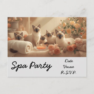 Spa Cat Party in spa treatment  Postcard