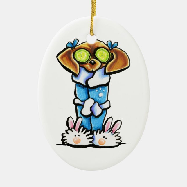 Spa Dachshund Ceramic Ornament (Front)