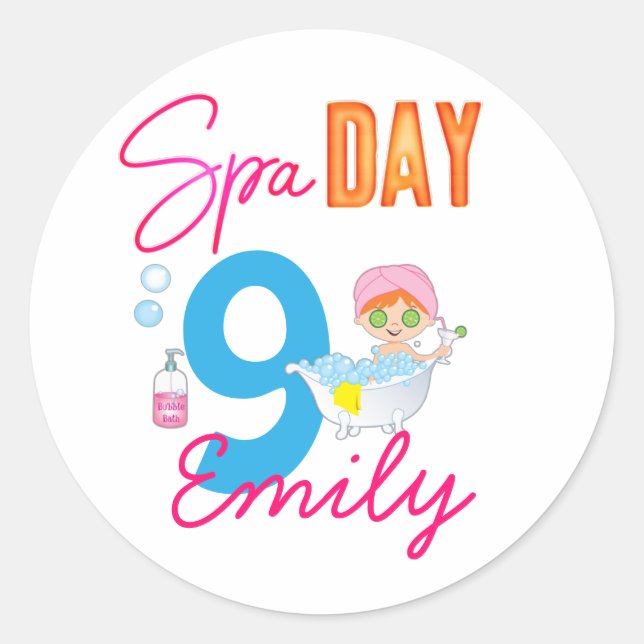 Spa Day Birthday Party Classic Round Sticker (Front)