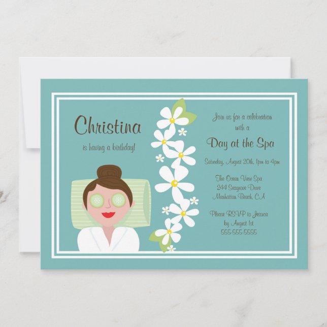 Spa Day Birthday Party Invitation (Front)