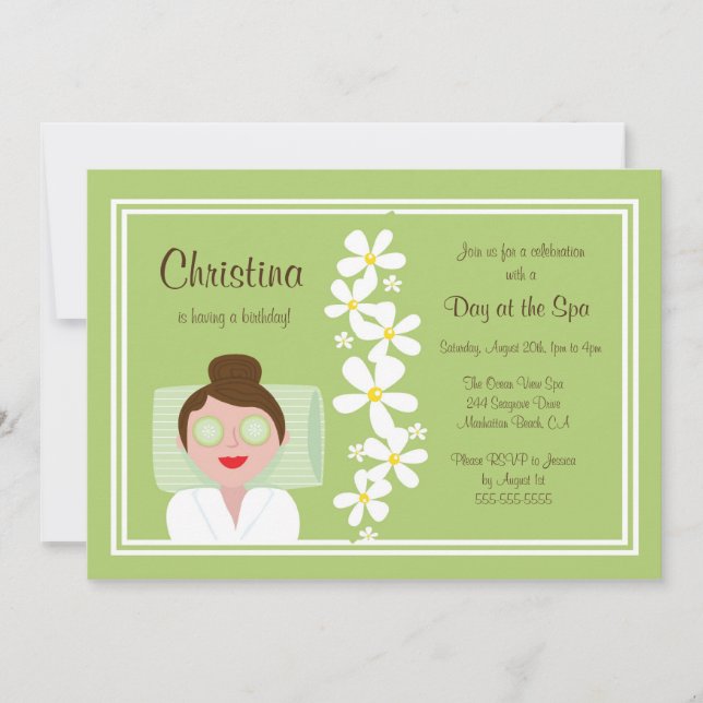 Spa Day Birthday Party Invitation (Front)