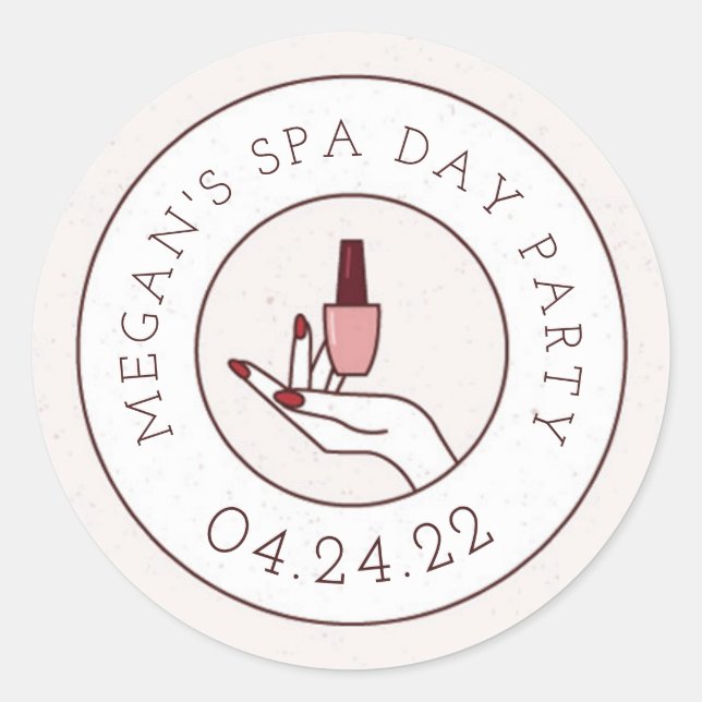 Spa Day Birthday Party Round Sticker Envelope Seal (Front)