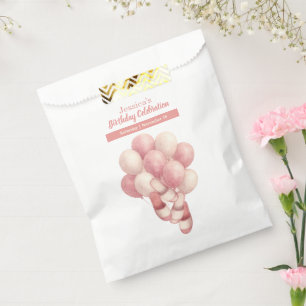 Spa Day Birthday, Pink Balloons Slippers Favour Bag