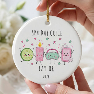 Spa Day Cutie Personalized Kid Ceramic Ornament